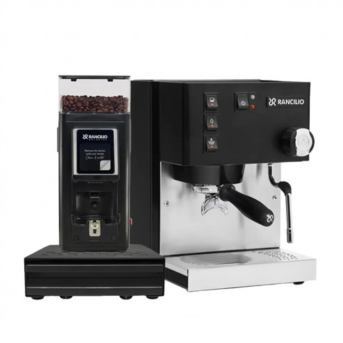 Rancilio Silvia V6 E Schwarz + Rancilio Stile SD Schwarz + Rancilio Knock Box